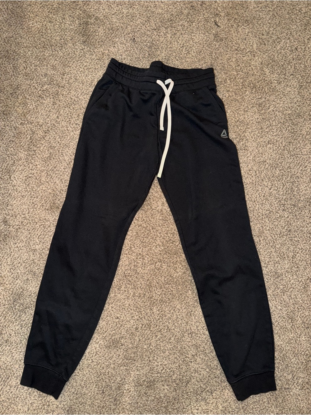 Reebok Black Jogger Pants with White Drawstring